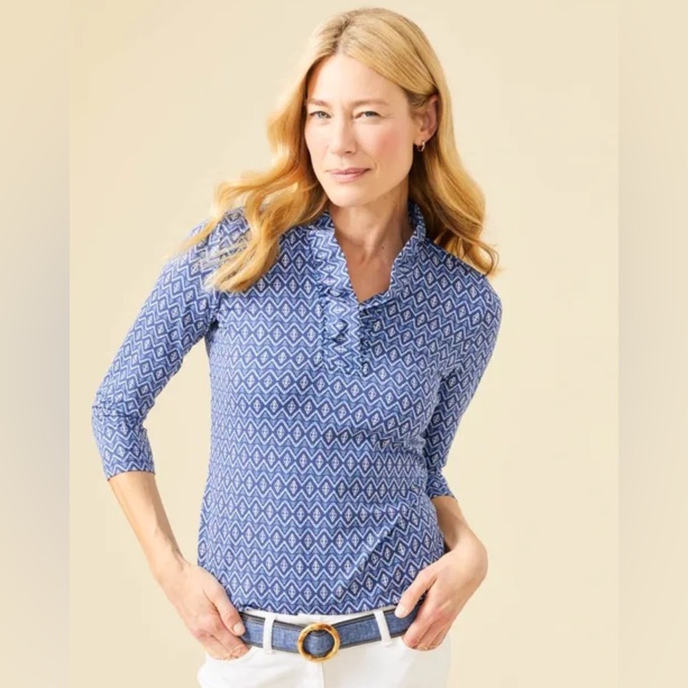 J.McLaughlin Durham ruffle top in current diamond